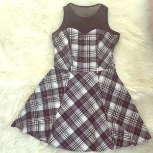 Plaid Black and White with Mesh